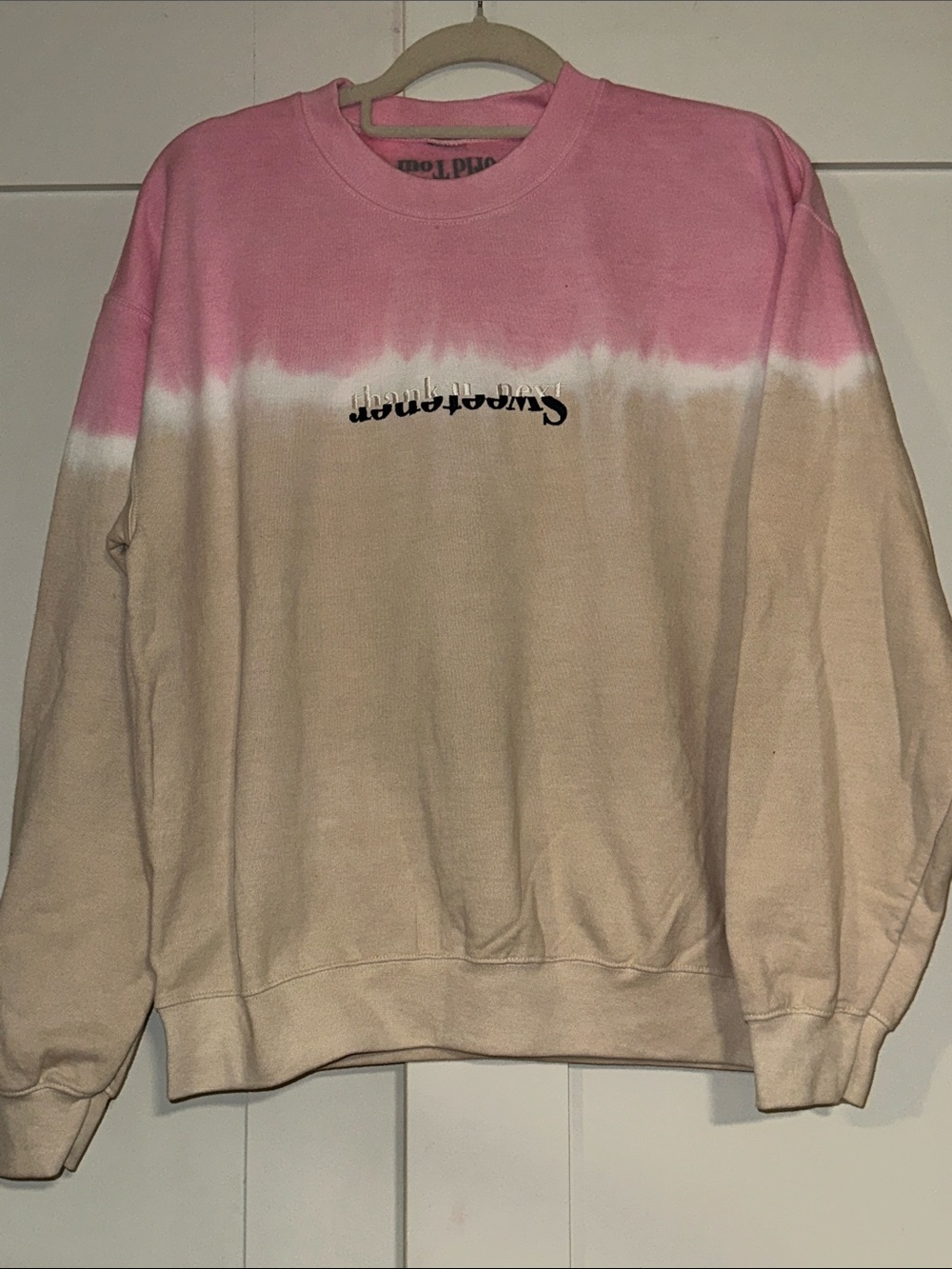 Ariana Grande Concert Sweater Pink and Beige Tie-Dye Crewneck Sweater-Casual, M